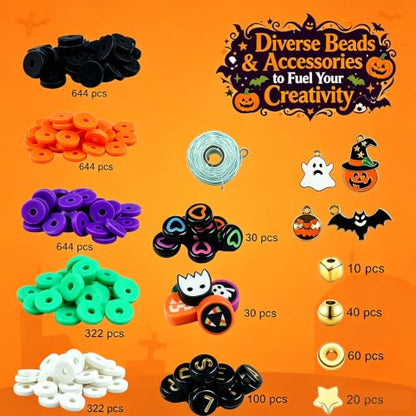 3000 Pcs Halloween Clay Beads for Bracelet Making Kit.