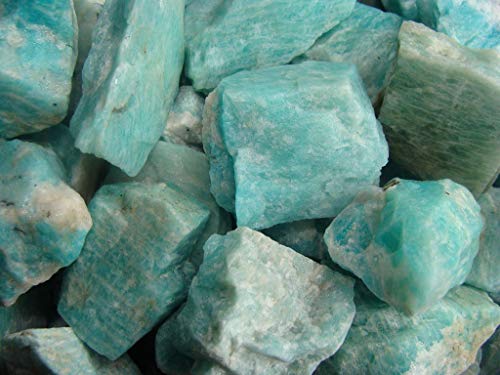 Zenkeeper 1Lb Amazonite Crystal Stone Natural Raw Stones & Fountain Rocks for Tumbling, Cabbing, Polishing, Wire Wrapping, Wicca & Reiki Crystal Healing - color: Amazonite