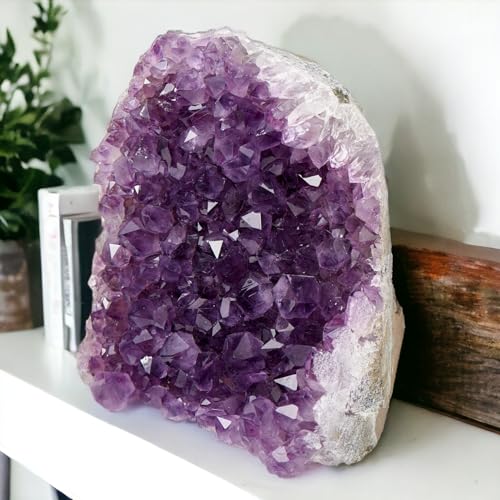 1.5 to 2 Lb Amethyst Crystal Geode From Uruguay – 4" to 6" Height, Natural Large Amethyst Cluster Rock – Crystals and Healing Stones by Samsari - style: 1.5 lb to 2 lb