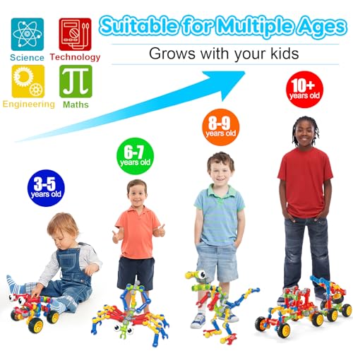 Qirptey Kids STEM Building Toys for 3 4 5 6 7 8+ Year Old Boy Birthday Gift - style: 125 PCS