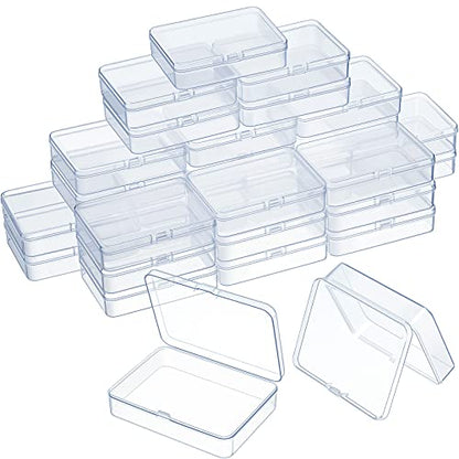 SATINIOR 48 Packs Clear Small Plastic Containers Transparent Storage Box with Hinged Lid for Small Items Crafts Jewelry (4.4 x 3.3 x 1.2 Inch) - size: 4.4 x 3.3 x 1.2 in