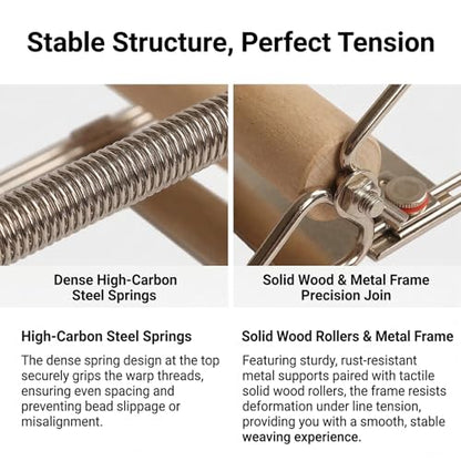 TMEGMIC Adjustable Metal Bead Loom Kit with Seed Beads for Bracelet Making - color: Red/Black/White
