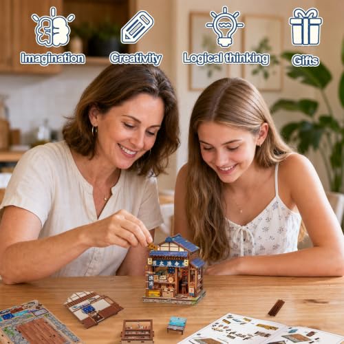 Cutefun DIY Miniature House Kit, 129 Pcs 3D Wooden Puzzle Tiny House - color: Fukuoka Mentaiko Kitchen