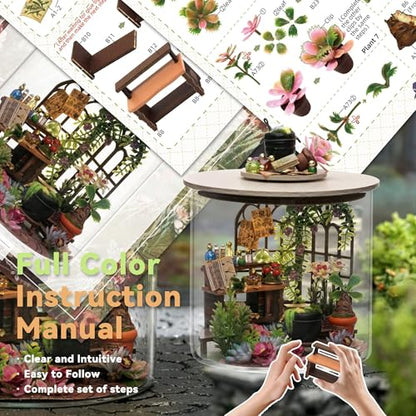 Flever Dollhouse Miniature DIY House Kit Creative Room Dream Bottle Series with Furniture for Romantic Valentine's Gift (Magic Garden) - color: Magic Garden
