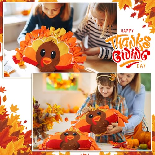 Weysat 6 Sets Thanksgiving Fall Turkey Tied Pillow Craft Kit DIY Turkey Pillow Craft Gifts with PP Cotton for Fall Harvest Thanksgiving Party Decor VBS School Favors Classroom Giveaways - style: Thanksgiving