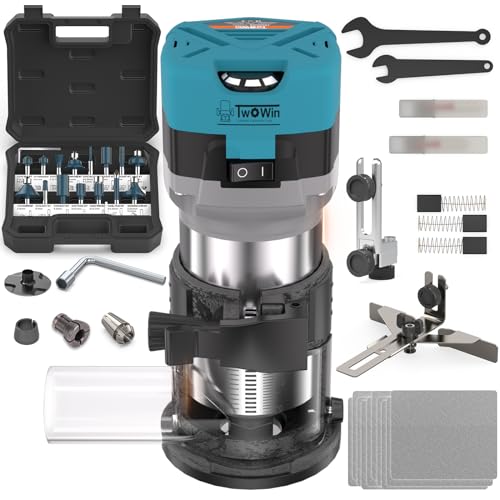 TWOWIN Router Tool, 6.5 Amp 1.25 HP Hand held Wood Router Tool - color: Deep Blue and Black