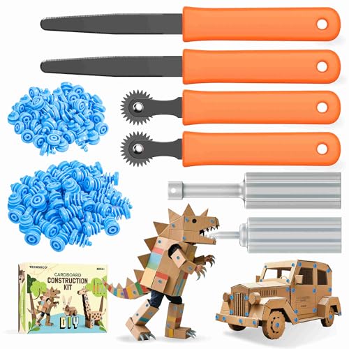 Cardboard Cutter for Kids,208PCS Cardboard Construction Tool,Safe DIY Kit for Boys Girls Arts & Crafts STEM Educational Toys