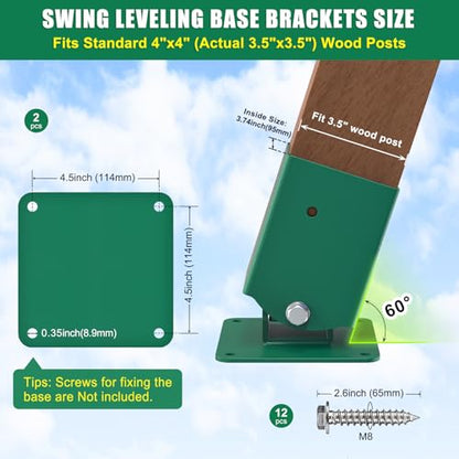BeneLabel 1Pcs A-Frame Swing Set Middle Brackets with 4pcs Swing Leveling Base Brackets Heavy Duty A-Frame Swingset Hardware Kit DIY Swingset Middle Bracket for 2 (4x4) Legs & 1 (4x6) Beam - color: 1pcs Middle Bracket+2pcs Base Brackets