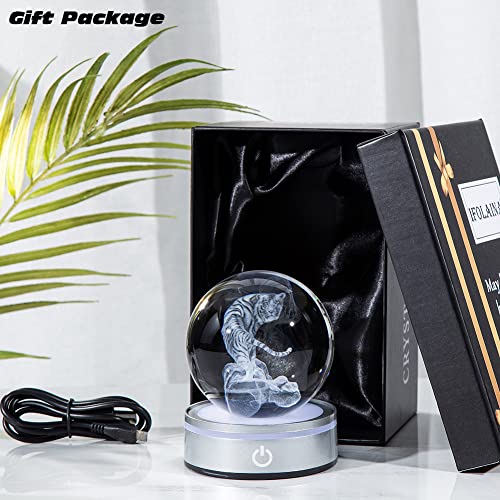 IFOLAINA Tiger Lovers Gifts for Men Women 3D Crystal Ball - color: Tiger