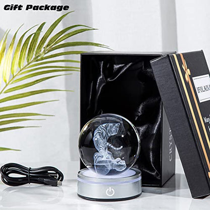 IFOLAINA Tiger Lovers Gifts for Men Women 3D Crystal Ball - color: Tiger