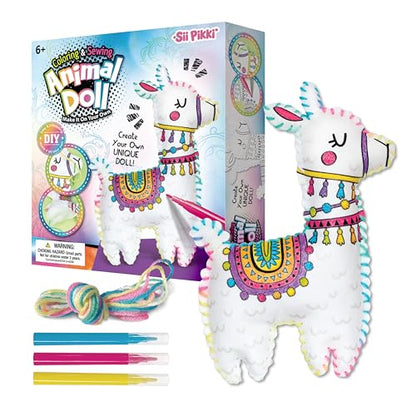 Llama Sewing Kit for Kids Ages 6+, Make Your Own Plush Toy Cute Friends, DIY Coloring & Stuffed Animals Craft Kits, Arts and Crafts for Beginner Creative Activity, Birthday Gifts for Girls Boys