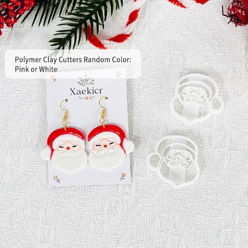 Xaekicr Christmas Santa Polymer Clay Cutters Set – Clay Earring Cutters for DIY Earrings – Cute Holiday Face Clay Molds – Polymer Clay Tools for Jewelry Making - color: F color