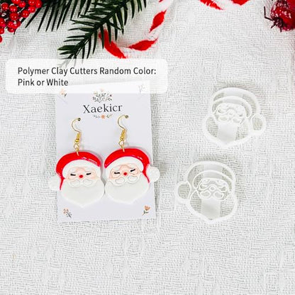 Xaekicr Christmas Santa Polymer Clay Cutters Set – Clay Earring Cutters for DIY Earrings – Cute Holiday Face Clay Molds – Polymer Clay Tools for Jewelry Making - color: F color
