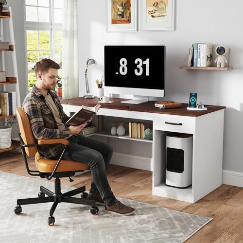 Verano Garden 55.1" Drafting Table, Craft Art Table, Computer Desk, White - color: White