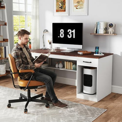 Verano Garden 55.1" Drafting Table, Craft Art Table, Computer Desk, White - color: White