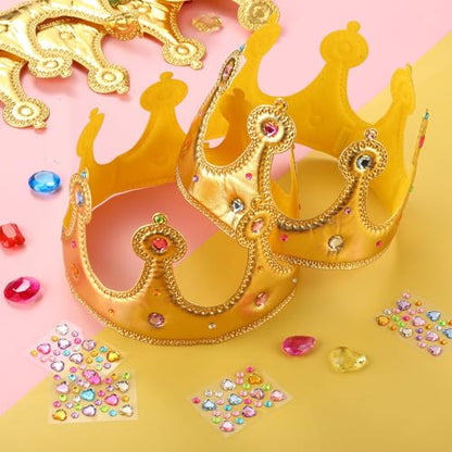 Yaomiao 22 pack DIY Crowns Set Include 12 Pcs Foam Princess Crowns and 10 Pcs Diamond Sticker for Kids - color: Gold, style: Stylish