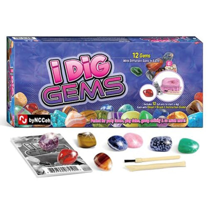 Liberty Imports 12-Pack Gem Digging Kit for Kids - Exciting Gemstone Mining Adventure - Educational STEM Crystal and Mineral Excavation – Party Favor Science Toys - style: Gemstones