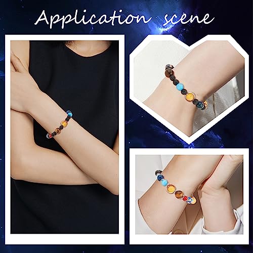 SUNNYCLUE 1 Box 300+Pcs DIY 10 Sets Solar System Bracelets Kit Universe Galaxy The Nine Guardian Planets Bracelet Necklace Tiger Eye Bead Natural Gemstone Beads for Jewelry Making Kits Craft - color: Silver Color Rings Solar System Bracelets Kit Plastic B