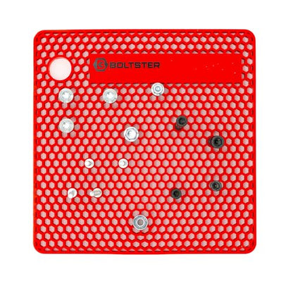 Boltster Original Silicone Fastener Organizer Tray, Bolt and Screw Holder for Mechanics, Automotive, Industrial and DIY Projects, Heat and Chemical Resistant, Red - color: Red