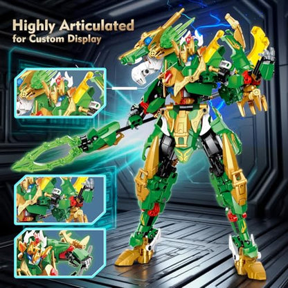 TIALLOW Transform Robot Dragon Rising Mech Building Block Set Gift for Boy - style: Dragon Knight