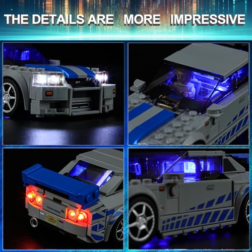 LED Light Kit for Lego Speed Champions Fast & Furious Nissan Skyline GT-R (R34) Toy Car Set, Blue Underglow Lights Compatible with Lego 76917 Set (Not Include Blocks Set) - style: 76917