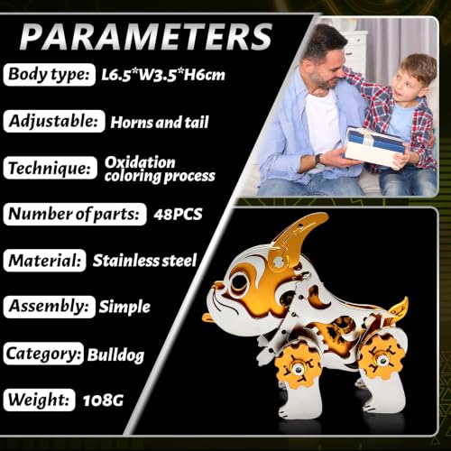 3D Metal Model Kits,Mechanical Bulldog Stainless Steel Gifts Toys - color: A6-bulldag