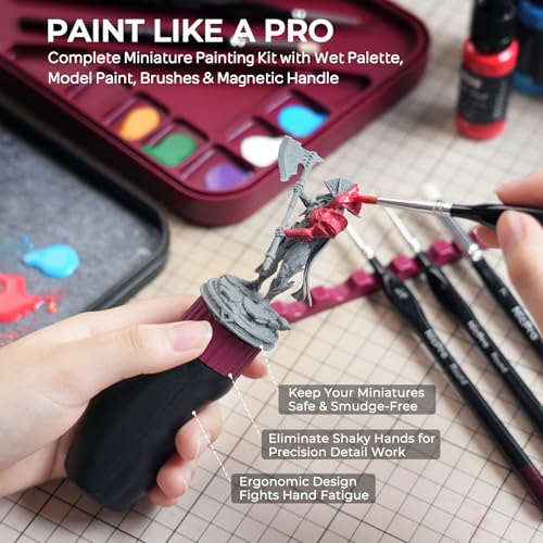 Nicpro All-in-One Miniature Painting Kit with 18 Model Paints & Wet Palette - color: 18 Model Paint + Wet Palette
