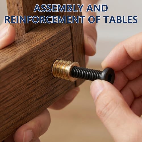 Threaded Inserts for Wood 32 Sets 1/4"-20 – Furniture Hardware Kit with 1-3/4" Hex Bolts, Pilot Drill Bit & 2 Wrenches for Furniture Assembly, Drawer Repair, Cabinet Hinges (Screw in Nut Set) - size: 30+2 PCS