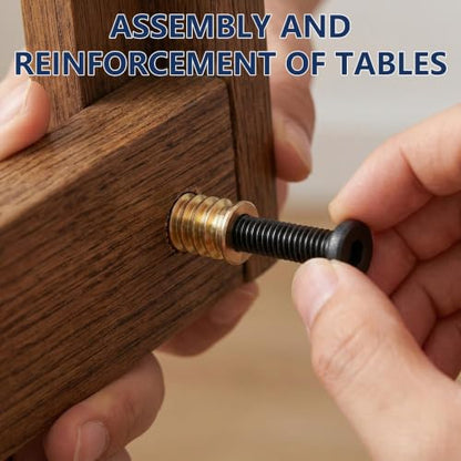 Threaded Inserts for Wood 32 Sets 1/4"-20 – Furniture Hardware Kit with 1-3/4" Hex Bolts, Pilot Drill Bit & 2 Wrenches for Furniture Assembly, Drawer Repair, Cabinet Hinges (Screw in Nut Set) - size: 30+2 PCS