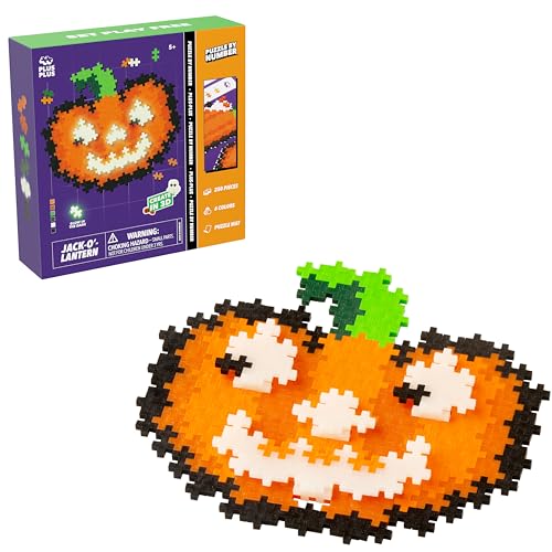 PLUS PLUS Puzzle By Number, Jack-o'-Lantern - 250 pc Halloween Building Toy - style: Jack-o'-Lantern