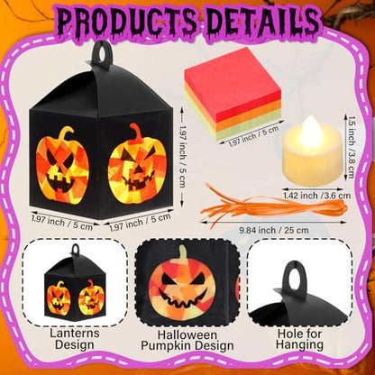 Simgoing 12 Sets Halloween Jack-O-Lantern Crafts Tissue Paper Crafts Kits - style: Pumpkin