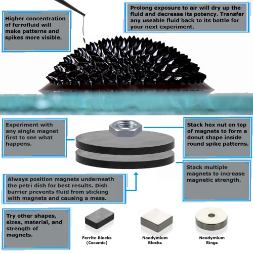 CMS MAGNETICS - (2oz Kit) Ferrofluid Science Experiment Kit for Education in Magnetism - Includes: 2 Fluid Ounce (59mL) Bottle of Ferrofluid, Gloves, Pipette, Petri Dishes - size: 2 fluid oz (59mL), style: Basic Fluid Kit