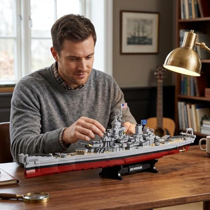 WW2 Military USS Missouri Battleship Building Set, Large-Sized Warship, A Gift Compatible with Lego for Military Collection(2228 Pcs) - style: USS Missouri