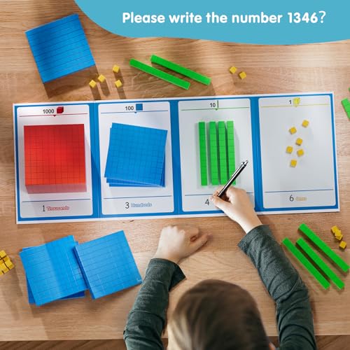 Base Ten Blocks Plastic for Early Counting Math Toy for 1st Grade