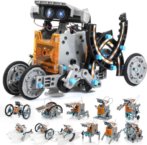Solar Robot Kit, 14-in-1 STEM Building Toy for Kids DIY Science Robotic Set - color: Gray