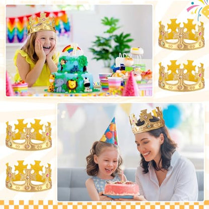 Yaomiao 22 pack DIY Crowns Set Include 12 Pcs Foam Princess Crowns and 10 Pcs Diamond Sticker for Kids - color: Gold, style: Cross