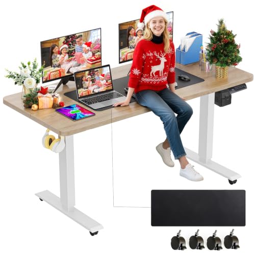 farexon 55x24 Inch Electric Standing Desk with Mouse Pad, Oak Gray - color: Oak Grey, size: 55 x 24''