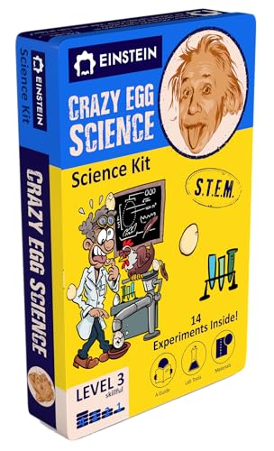Einstein’s Crazy Egg Science LAB Science Kit for Kids. STEM for Boys & Girls Aged 8 and Above. 14 Exciting Experiments Inside. Detailed Picture Guide Included. - color: Blue and Yellow