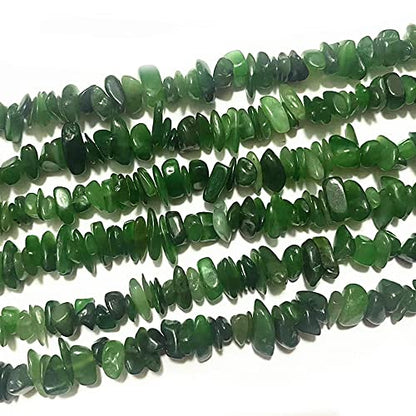 7-8mm Natural Green Canada Jade Gemstone Chips Healing Gravel Bracelets Necklace Kit Irregular Tumble Stone Beads DIY Crafts Design Jewelry Making 32" - color: Green Canada Jade