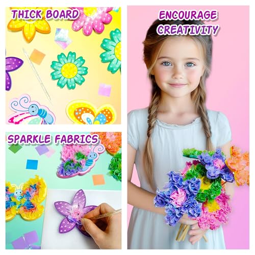 AGENTLAN Poke Art Bouquet Craft Kit,Mess-Free 3D Crafts for Kids Ages 3-8 - style: Flower