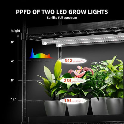 Spider Farmer 4 Tier Mini Greenhouse Plant Shelf with Grow Lights Indoor - size: S-16x12x47in
