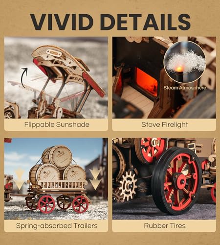3D Wooden Puzzles for Adults, Steam Locomotive Model Cars Kits for Adults, 3D Wood Puzzle Adult, Valentines Day Gift Model Building Kits, Train/Hobbies/Crafts