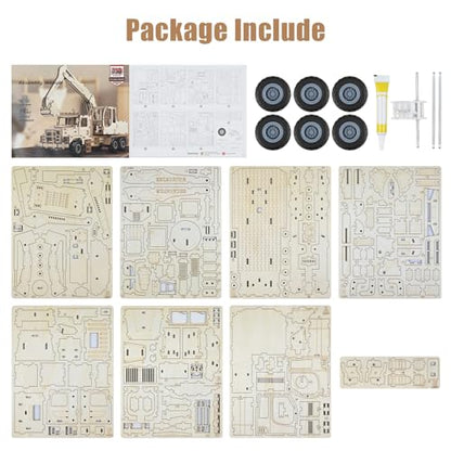 177PCS Excavator Wooden Truck Model 3D Wooden Puzzles for Adults