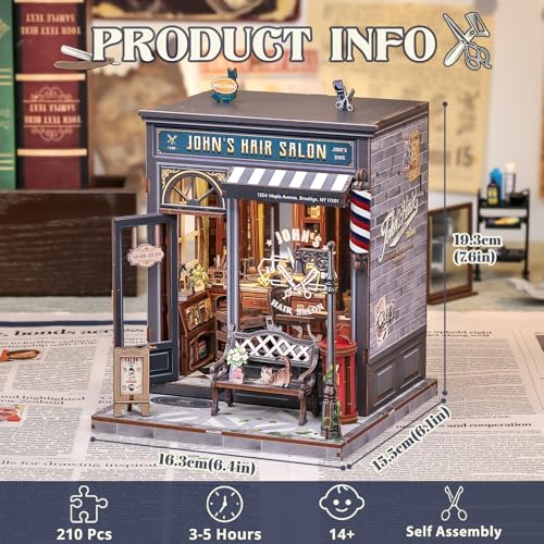Cutefun Book Nook Kit - DIY Miniature Dollhouse Kit for Adults and Teens - color: John's Hair Salon