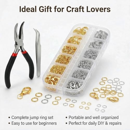 1200Pcs Gold Silver Small Open Jump Rings Jewelry Making Supplies