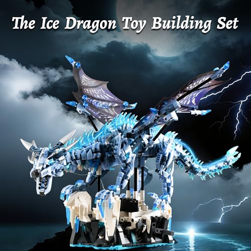 Ice Dragon Building Set with Flapping Wings & LED Lights (1646 PCS)