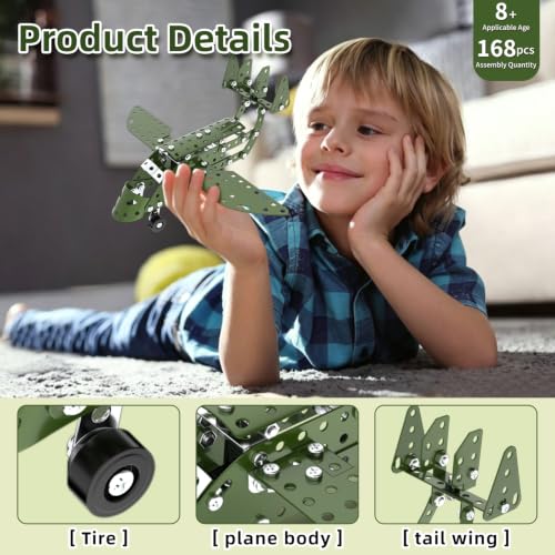 Jixin Xyzhi 3D Metal Airplane Model Kit – Metal Building Kit, STEM DIY Construction Set for Kids Ages 8-16, Mechanical Model Toy, Creative Gift for Boys & Girls (Plane) - style: Plane