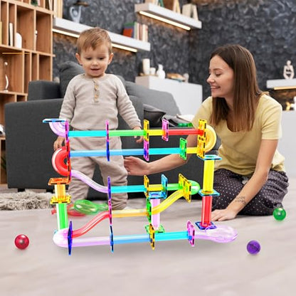 PicassoTiles 4pc Marbles for Magnetic Block Tiles Marble Run Race Track Magnet Building Tile Blocks Racetrack Maze Construction Toys Creative Toy Girls Boys 3 and Up Early Education STEM Learning Kit - style: 4pc Marbles