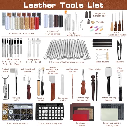 TLKKUE Leather Tooling Kit Leather Craft Tools Leatherworking Kit