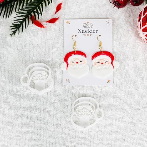 Xaekicr Christmas Santa Polymer Clay Cutters Set – Clay Earring Cutters for DIY Earrings – Cute Holiday Face Clay Molds – Polymer Clay Tools for Jewelry Making - color: F color